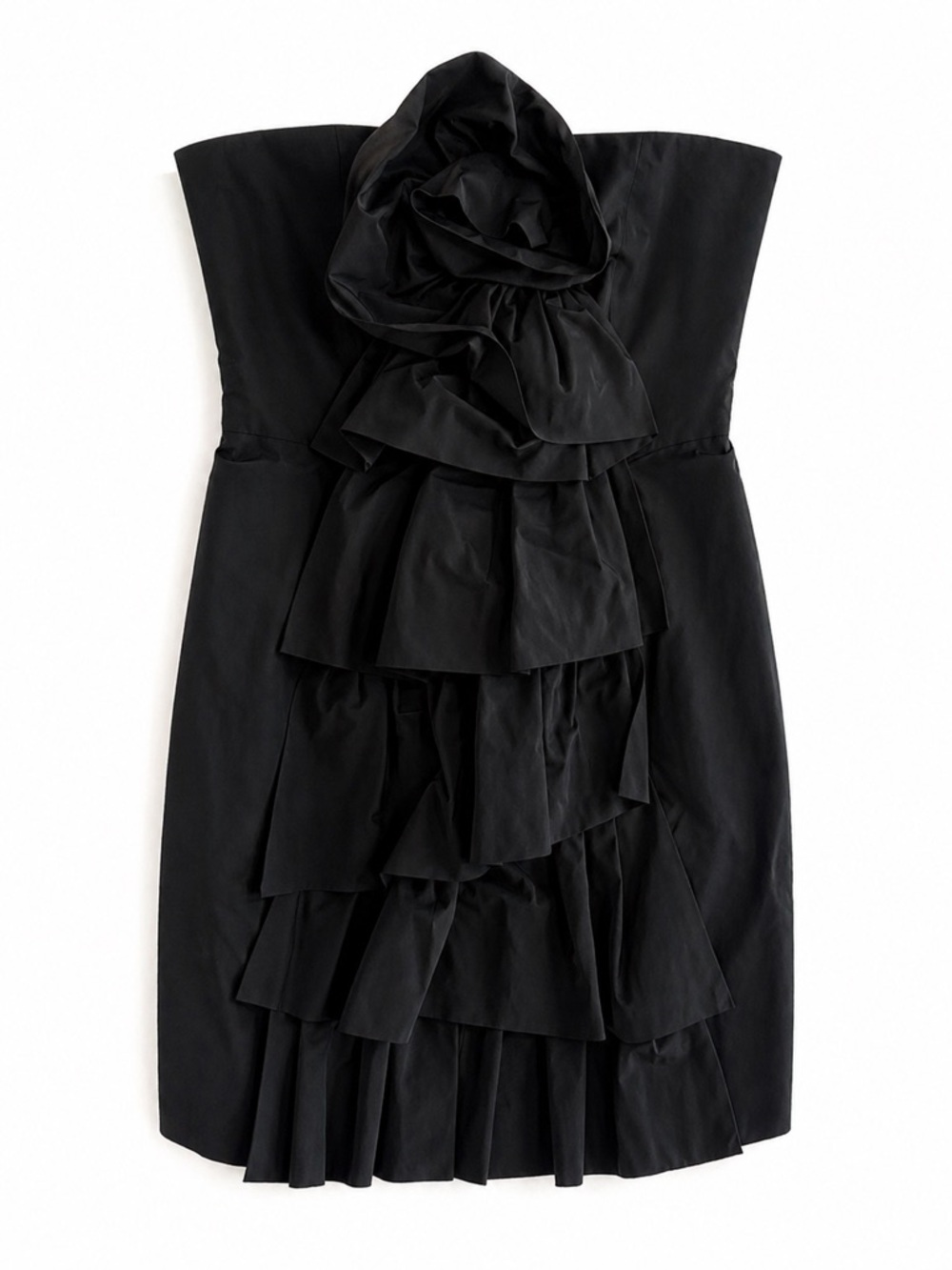 BCB GMaxAzria Strapless Black Tiered Ruffle Cocktail Dress